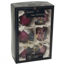 Itens Bolas de Natal de vidro roxa bolas de árvore de Natal flor Ø8cm 6 unidades