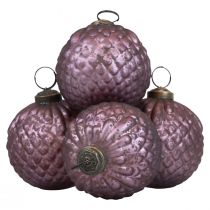 Bolas de Natal de vidro roxas bolas de árvore de Natal vintage Ø7cm 4 unidades
