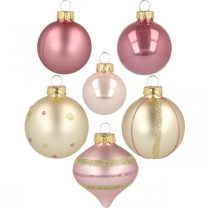 Itens Bolas de Natal vidro rosa amarelo classificado Ø4.5-7cm 20p