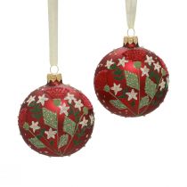 Bolas de Natal de vidro bolas de árvore de Natal vermelhas prado Ø8cm 6 unidades