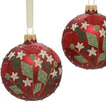 Bolas de Natal de vidro bolas de árvore de Natal vermelhas prado Ø8cm 6 unidades