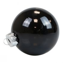 Itens Bolas de Natal de vidro bolas de árvore pretas brilhantes Ø7,5cm 12 peças