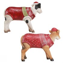 Itens Decoração de vaca de Natal vaca com chapéu branco marrom C15,5cm 2 peças