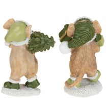 Itens Decoração de Natal com ratos, verde, marrom, altura 8 cm, 2 peças
