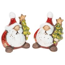 Itens Estatueta do Papai Noel com enfeite de árvore de Natal, 7 cm, 2 peças
