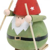 Itens Gnomo sobre esquis figura decorativa de madeira Gnomo de Natal H13cm