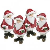 Figura decorativa Papai Noel com bengala de doces / presente H8,5 cm 4 unidades