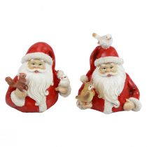 Figuras de Natal Papai Noel com animais 10x7x9cm 2 unidades
