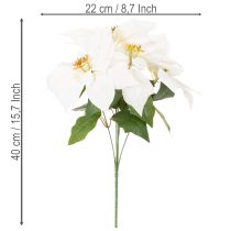 Itens Poinsétia artificial branca, flor grande, planta decorativa, 40 cm