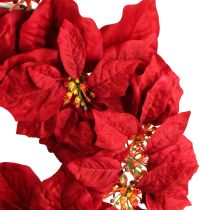 Itens Coroa de Poinsétia flores artificiais Natal Ø40cm