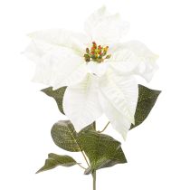 Itens Poinsétia artificial branca, galho grande florido para decoração, 65 cm, 2 peças