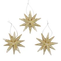 Poinsétias Decorações de Natal glitter dourado Ø7cm 6 unidades
