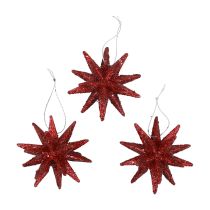 Poinsétias Decorações de Natal glitter vermelho Ø7cm 6 unidades