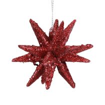 Poinsétias Decorações de Natal glitter vermelho Ø7cm 6 unidades