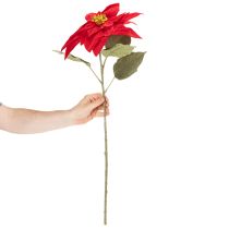 Itens Decoração artificial de poinsétia vermelha com haste única de 82 cm