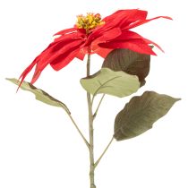 Itens Decoração artificial de poinsétia vermelha com haste única de 82 cm
