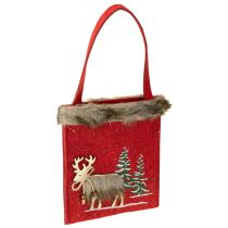 Itens Saco de Natal vermelho com pele 15,5 cm x 18 cm 3 unidades