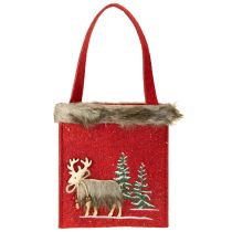 Itens Saco de Natal vermelho com pele 15,5 cm x 18 cm 3 unidades