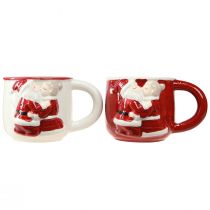 Itens Copo de Natal de cerâmica casal de Natal vermelho branco Alt.8,5 cm 2 unidades