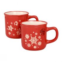 Copos de Natal copo de cerâmica vermelha Alt.9cm 2 unidades