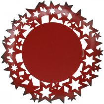 Itens Prato de Natal Prato decorativo de metal com estrelas vermelho Ø34cm