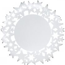 Itens Prato de Natal Prato decorativo de metal com estrelas branco Ø34cm