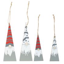 Itens Gnomos de Natal de madeira para pendurar cinza vermelho 15/19,5cm 8 peças