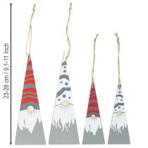 Itens Gnomos de Natal de madeira para pendurar cinza vermelho 15/19,5cm 8 peças