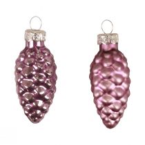 Cone de vidro de Natal Cone de vidro roxo Natal 6,5cm 10p