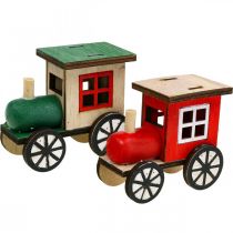 Itens Trem de Natal decoração ferroviária locomotiva de madeira Alt.7,5cm 4 peças