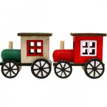 Itens Trem de Natal decoração ferroviária locomotiva de madeira Alt.7,5cm 4 peças