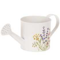 Itens Regador de metal branco com motivo floral, 13,5 cm, vaso decorativo.