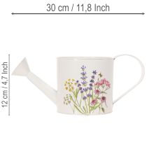 Itens Regador de metal branco com motivo floral, 13,5 cm, vaso decorativo.