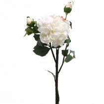 Rosas brancas rosa artificial grande com três botões 57cm