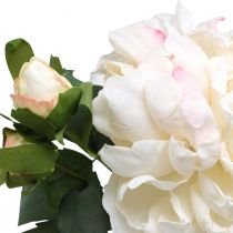Rosas brancas rosa artificial grande com três botões 57cm