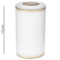 Itens Fita branca moiré para guirlanda com borda de pérolas douradas, 175 mm - Fita elegante para decoração e arranjos florais.