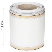 Itens Fita decorativa branca em moiré com borda de pérolas e acabamento em tafetá, fita para coroa de flores, fita de luto, largura 100 mm, comprimento 25 m