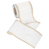 Itens Fita decorativa branca em moiré com borda de pérolas e acabamento em tafetá, fita para coroa de flores, fita de luto, largura 100 mm, comprimento 25 m