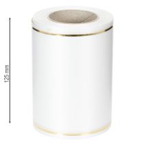 Itens Fita de cetim branca com borda dourada para impressão digital, fita de cetim à prova d'água, 25 m x 125 mm