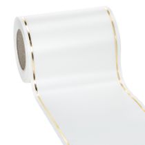 Itens Fita de cetim branca com borda dourada para impressão digital, fita de cetim à prova d'água, 25 m x 125 mm