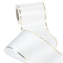 Itens Fita de cetim branca com borda dourada para impressão digital, fita de cetim à prova d'água, 25 m x 125 mm
