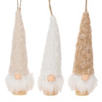 Itens Conjunto de 6 peças com figuras decorativas de gnomos com barba, 17 cm de altura.