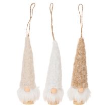 Itens Conjunto de 6 peças com figuras decorativas de gnomos com barba, 17 cm de altura.