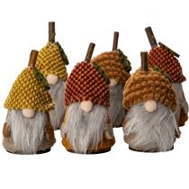 Itens Conjunto de 6 figuras de gnomos com gorro de tricô e bolota, 10 cm.