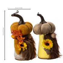 Itens Conjunto de 2 estatuetas de outono: abóbora, gnomo, girassol e barba, 16 cm.