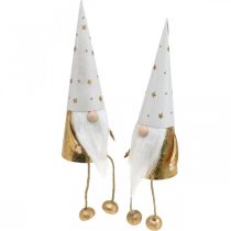 Itens Gnome Christmas deco figura branca, ouro Ø6.5cm H22cm 2pcs