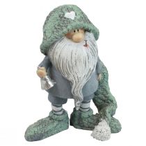 Gnomo Figura decorativa de gnomo de Natal cinza verde 10,5×7×14cm