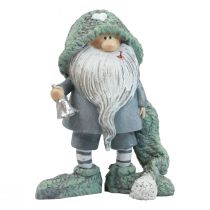 Gnomo Figura decorativa de gnomo de Natal cinza verde 10,5×7×14cm
