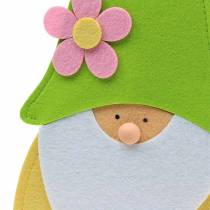 Gnomo anão em pé de feltro verde, decoração de vitrine 22cm x 6cm Alt.51cm