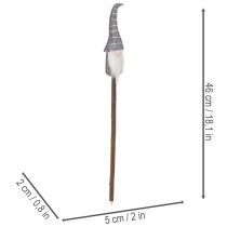 Itens Gnomo decorativo com chapéu listrado em bastão de madeira, 46 cm, conjunto de 6 peças